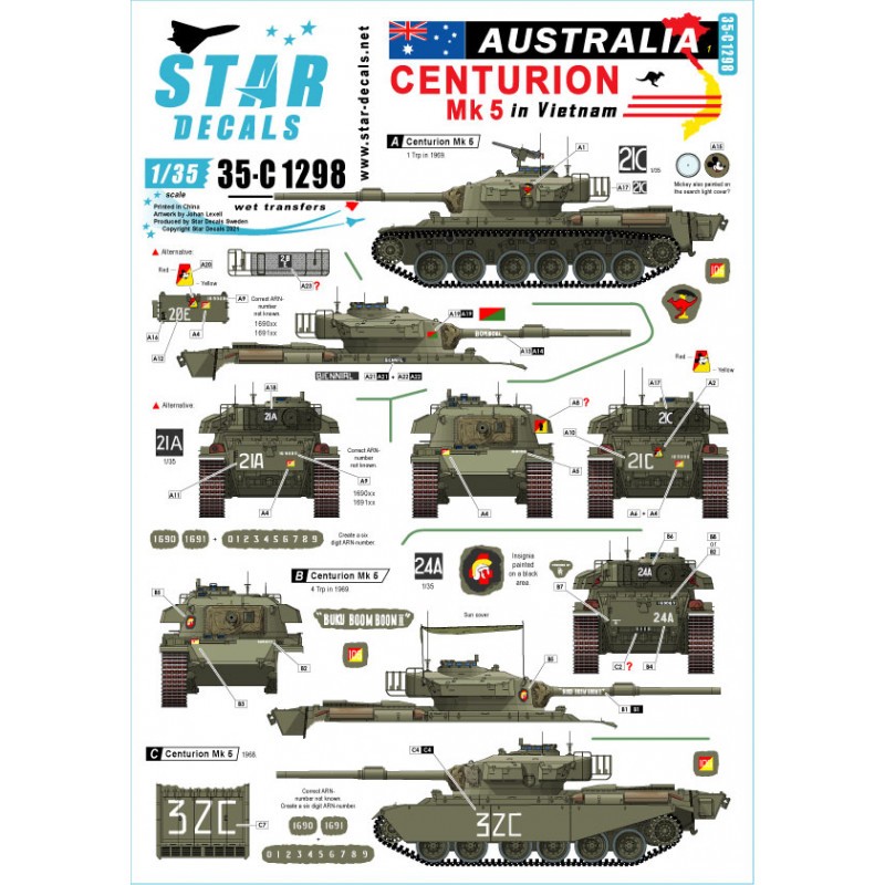 Décal L'Australie au Vietnam 1.Aussie Centurion Mk.5s au Sud-Vietnam. – Collection