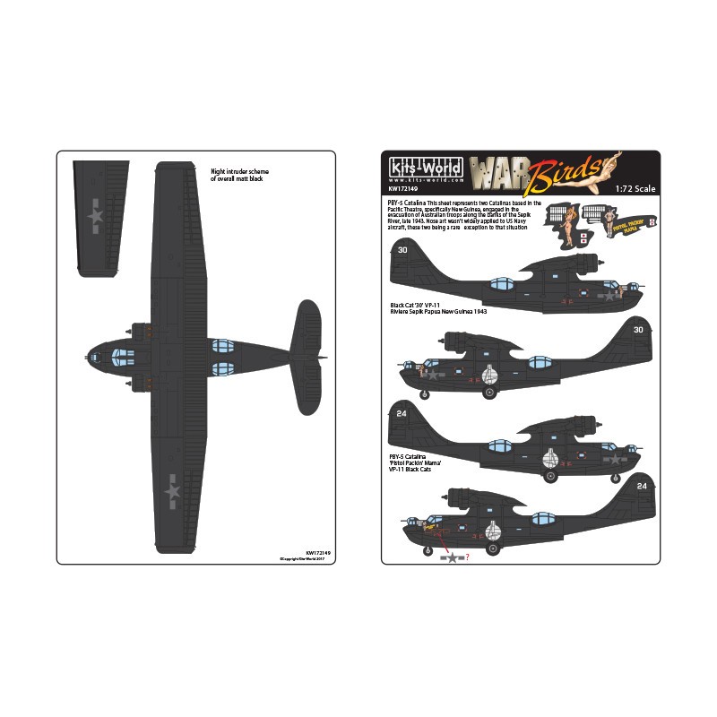 Décal Black Cat '30' VP-11, Rivière Sepik, Papouasie-Nouvelle-Guinée 1943.ConsolidatedPBY-5 Catalina 'Pistol Packin' Mama' VP-11 – Collection