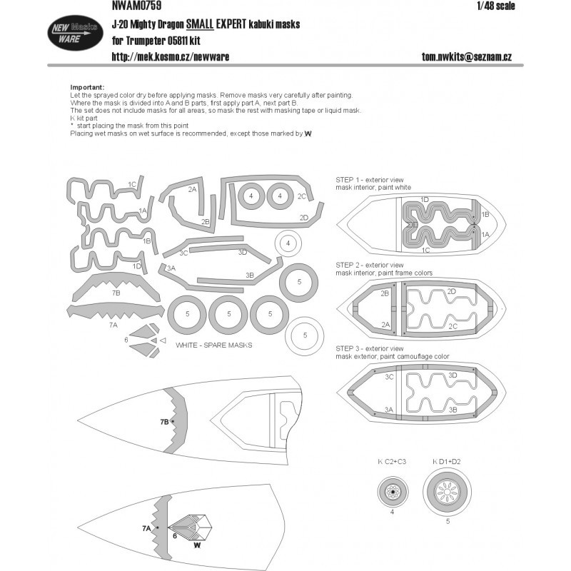 Accessoire Chengdu J-20 Mighty Dragon SMALL EXPERT masques kabuki verrière d'avion – Collection