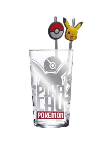 Set Vaso con dos Pajitas 480 Ml Pokémon Metal Meltdown