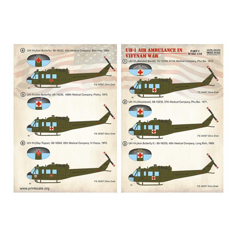Décal Ambulance aérienne Bell UH-1 pendant la guerre du Vietnam – Collection