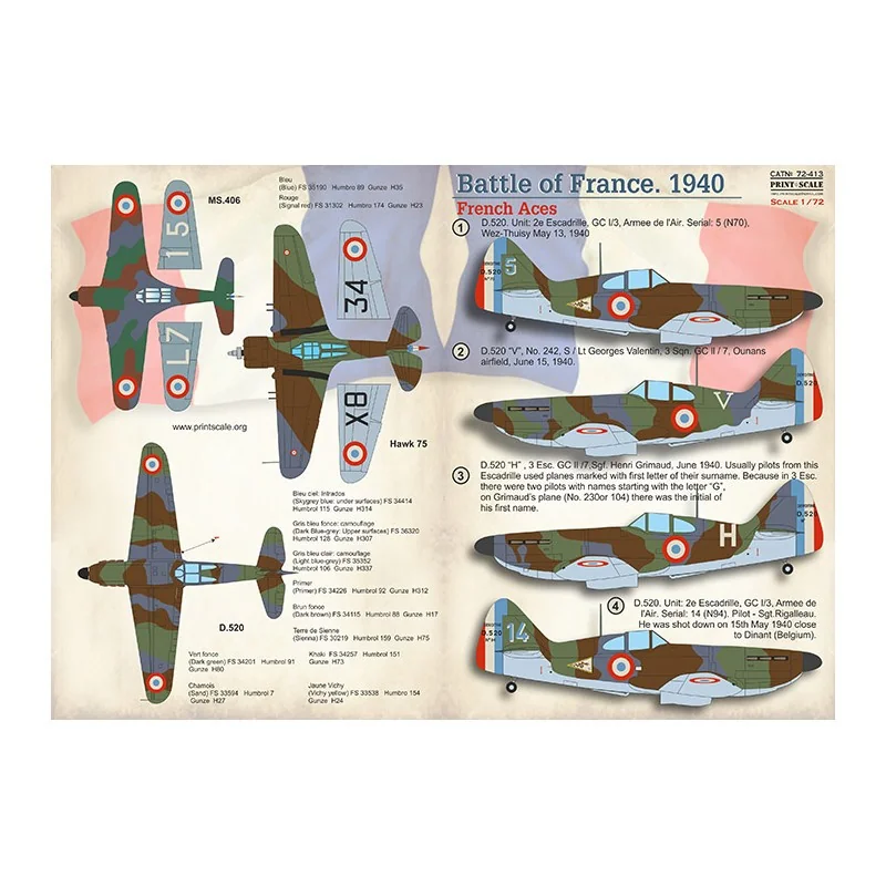 Décal Bataille de France. 1940 1. Dewoitine D.520. – Collection
