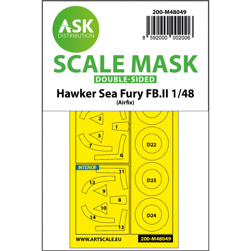 Roues Hawker Sea Fury FB.II et masque de peinture double face (conçu pour être utilisé avec les kits Airfix) – Collection