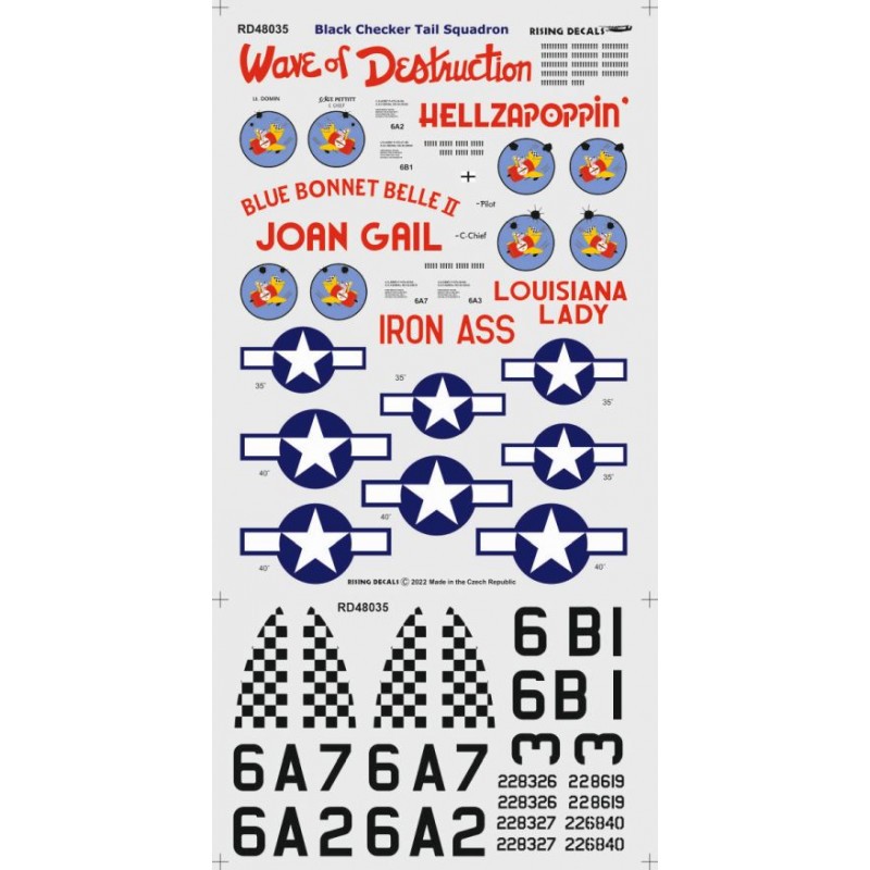 Black Checker Tail Sqdr. (4x camo)Decal set including 4 camouflage schemes Republic – Collection