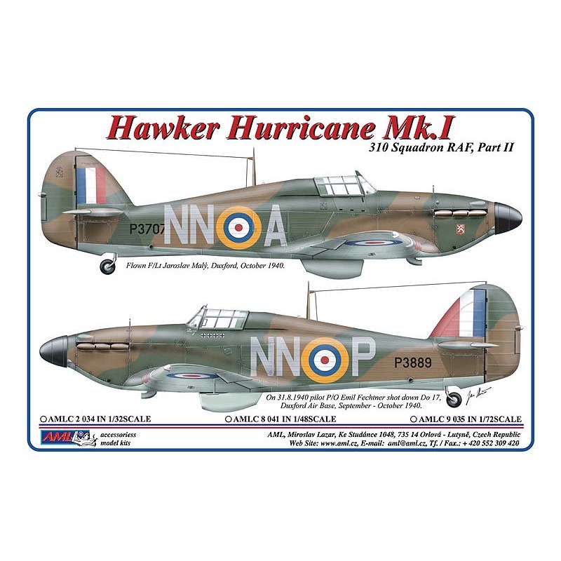 Décal 310e Escadron RAF, Partie II / Hawker Hurricane Mk.I ??' autocollants et masques pour NN@A & NN@P – Collection