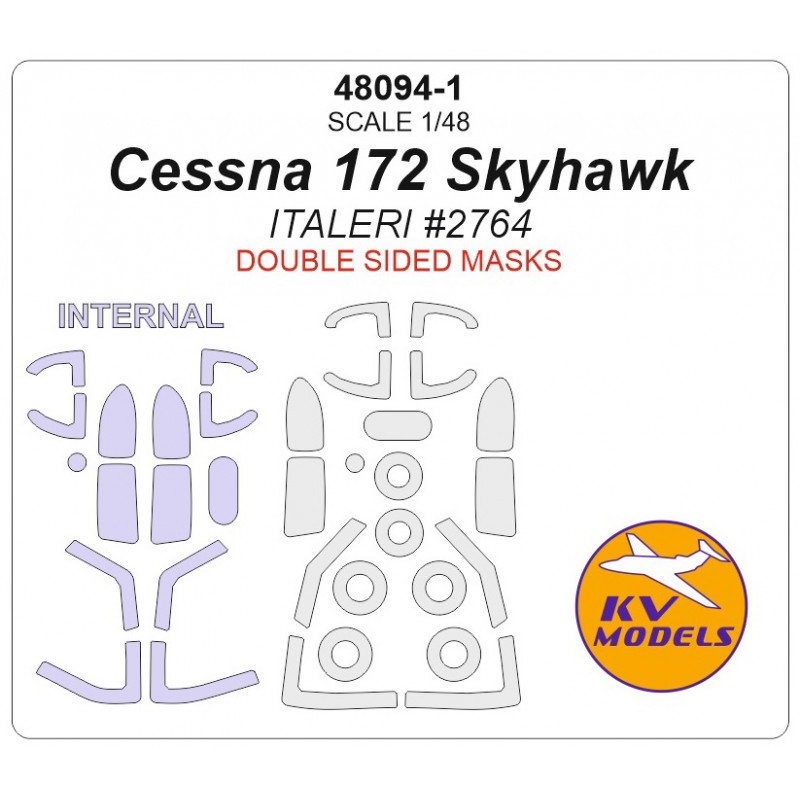 Cessna 172 Skyhawk (conçu pour être utilisé avec les kits Italeri IT2764) – roues et masques de peinture de verrière (intérieur