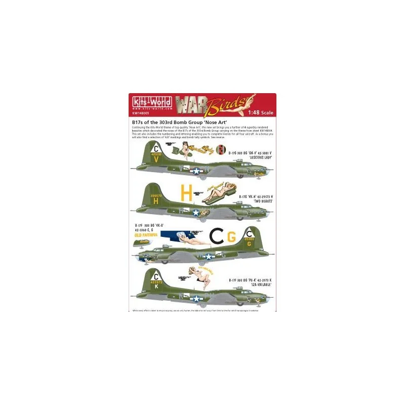 Décal Boeing B-17F Flying Fortress Nose Art du 303rd BG (4) – Collection