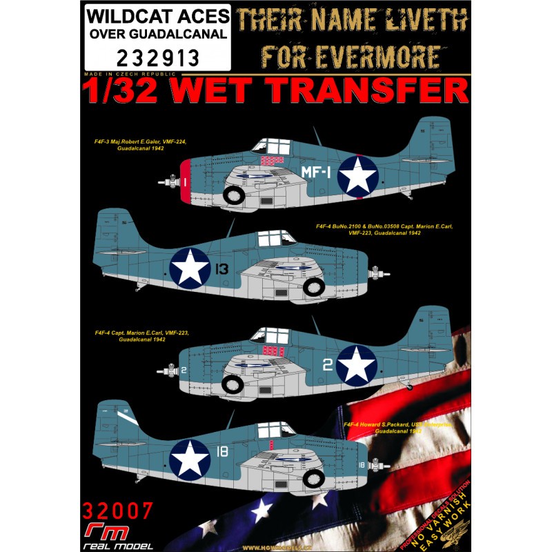 Décal Grumman F4F-3/F3F-4 Wilcat ACES sur Guadalcanal – Collection