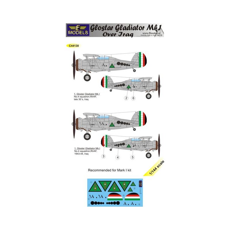 Décal Gloster Gladiator Mk.I au-dessus de l'Irak – Collection