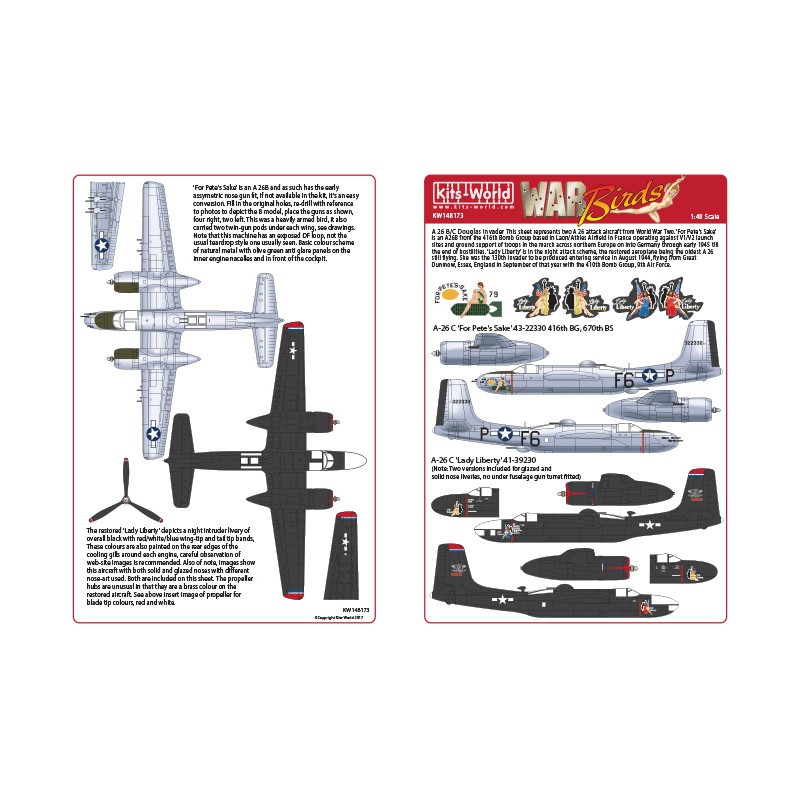 Décal Douglas A-26C Douglas envahisseur 'Pour l'amour de Pete' 43-22330 416e BG, 670e BS.Douglas A-26C Douglas envahisseur 'Lady – Collection