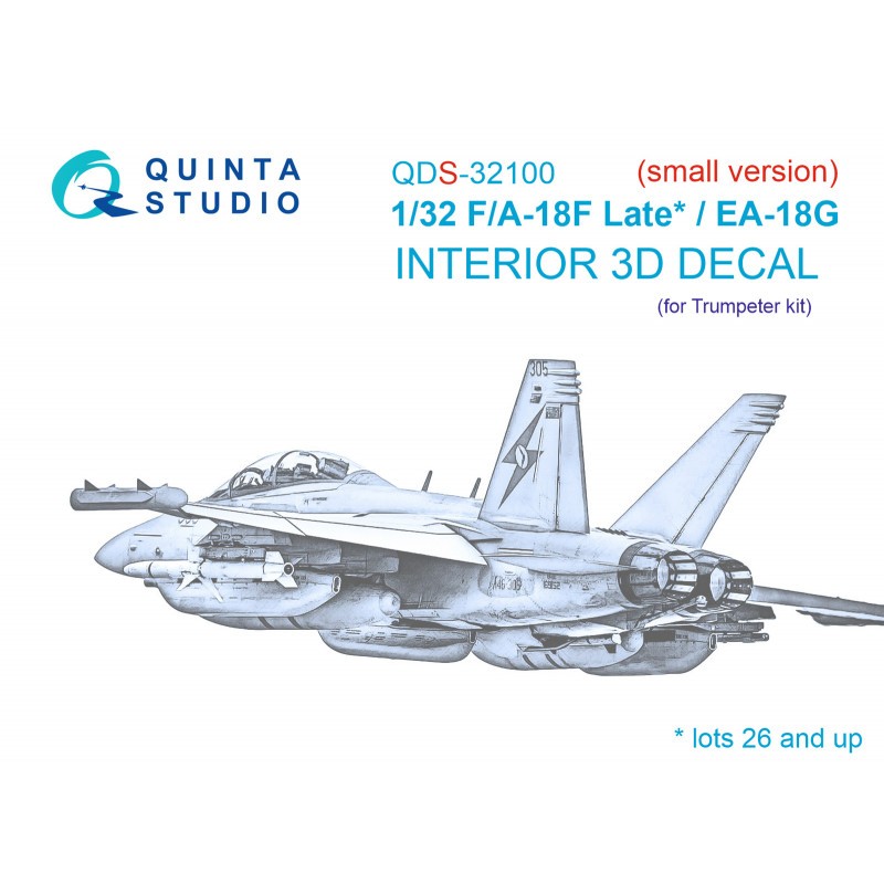 Boeing F/A-18F Hornet late / EA-18G 3D-Printed & coloured Interior on decal paper (designed to be used with Trumpeter kits) (SMA – Collection
