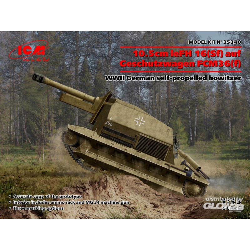 10,5 cm leFH 16 (Sf) auf Geschutzwagen FCM36 (f), obusier automoteur allemand de la Seconde Guerre mondiale – Collection