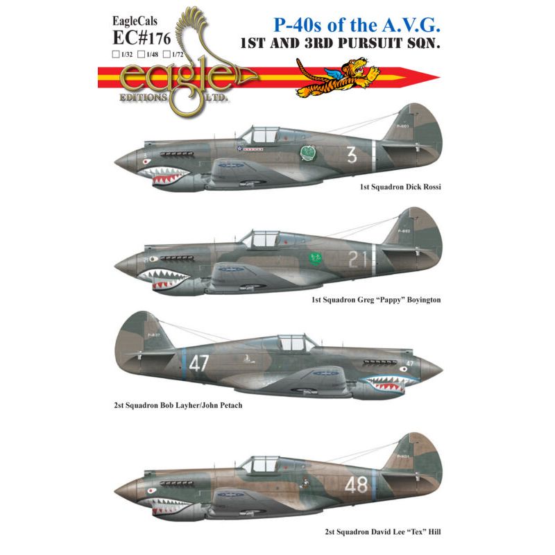Décal Curtiss P-40 des 1er et 2e escadrons de poursuite AVG – Collection